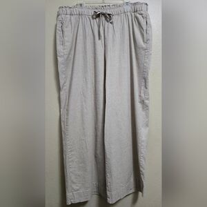 LANE BRYANT Wide Leg High Rise Linen Pants Sz 18 Elastic Drawstring Waist NWT